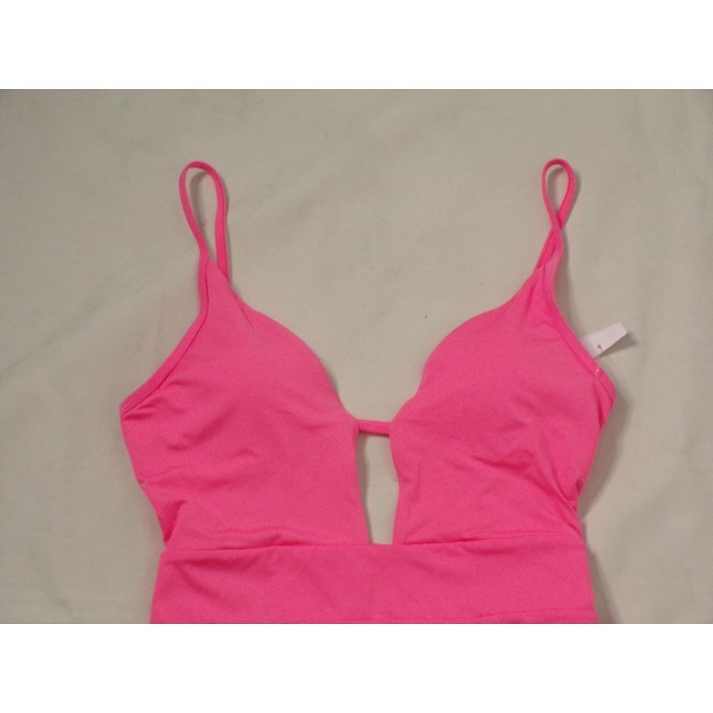 BECCA Color Code Plunge One-Piece Swimsuit Small (4-6) Coral Pink NEW - Picture 2 of 5